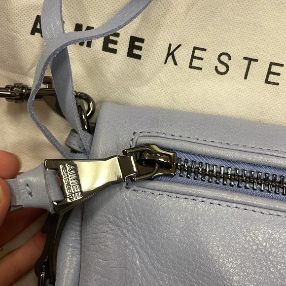 Aimee Kestenberg Blue Leather Crossbody Zip Me Up Purse - Picture 2 of 10